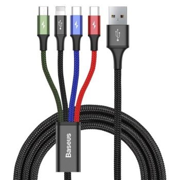 Zestaw kabli zasilający Baseus CA1T4-B01 (USB - Lightning Micro USB USB typu C ; 1 2m; kolor czarny)