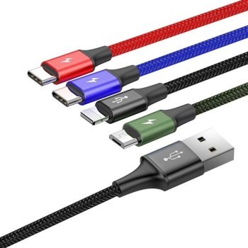 Zestaw kabli zasilający Baseus CA1T4-B01 (USB - Lightning Micro USB USB typu C ; 1 2m; kolor czarny)