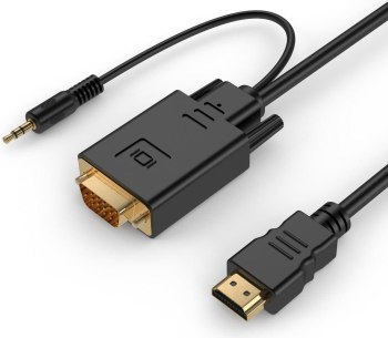 Adapter GEMBIRD A-HDMI-VGA-03-10 (HDMI M - D-Sub (VGA) Jack stereo 3 5 mm M; 3m; kolor czarny)