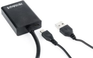 Adapter GEMBIRD A-VGA-HDMI-01 (HDMI F - D-Sub (VGA) Jack stereo 3 5 mm USB 2.0 M; 0 15m; kolor czarny)