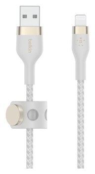 BELKIN KABEL USB-A - LTG OPLOT SILICONE 3M BIAŁY