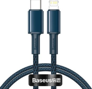 Baseus High Density Braided USB-C do Lightning, 20W, 5A, PD, 2m (niebieski)