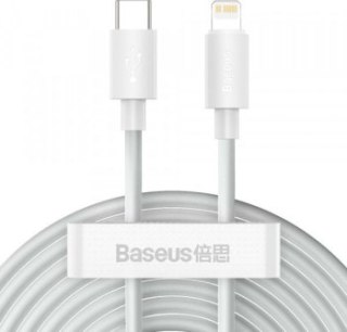 Baseus Simple Wisdom USB-C do Lightning, PD, 20W, 1.5m (biały) 2 szt.