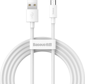 Baseus Simple Wisdom micro USB do USB, 2.1A, 1.5m (biały) 2szt.