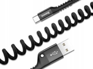 Baseus Spring USB do USB-C sprężynowy 1m 2A (czarny)