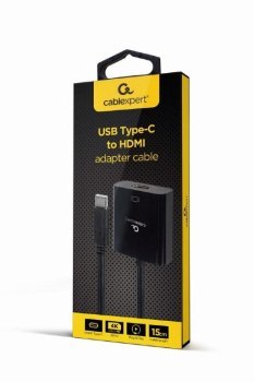 GEMBIRD ADAPTER NA KABLU USB TYP-C DO HDMI 4K 30HZ 15CM CZARNY