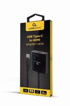 GEMBIRD ADAPTER NA KABLU USB TYP-C DO HDMI 4K 60HZ 15CM CZARNY