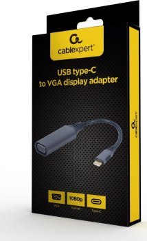 GEMBIRD ADAPTER USB TYP-C DO VGA NA KABLU KOLOR SZARY