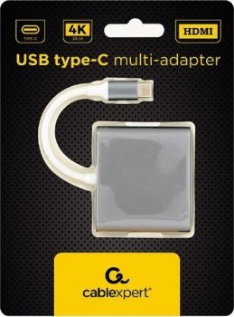 GEMBIRD GEMBIRD MULTI ADAPTER USB TYP-C (M) -> USB TYP-C; USB 3.0; HDMI SZARY