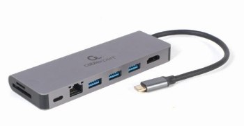 GEMBIRD MULTI ADAPTER USB TYP-C 5W1 HUB HDMI CZYTNIK KART LAN PD - 100W)