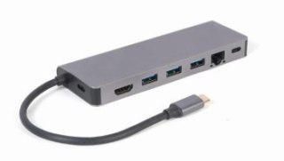 GEMBIRD MULTI ADAPTER USB TYP-C 5W1 HUB HDMI CZYTNIK KART LAN PD - 100W)