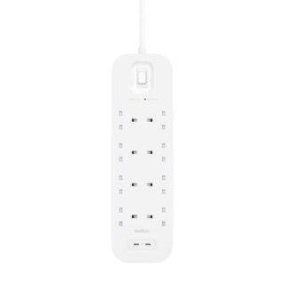 Listwa zasilająca Belkin Power Surge 8-PORT + 2xUSB-C 30W 900J White