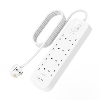 Listwa zasilająca Belkin Power Surge 8-PORT + 2xUSB-C 30W 900J White