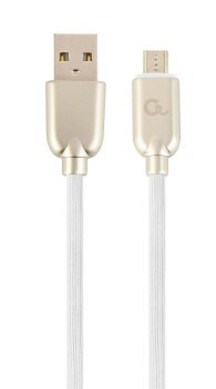 Kabel USB 2.0 (AM/microUSB M) 2m oplot gumowy biały Gembird