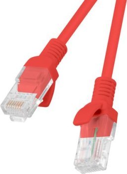 Patchcord UTP Lanberg PCU6-10CC-1000-R (RJ45 - RJ45 ; 10m; UTP; kat. 6; kolor czerwony)