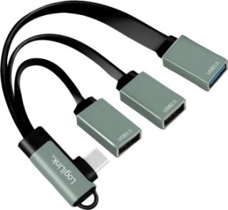 LogiLink 3-portowy USB-C kątowy