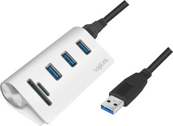 LogiLink 3-portowy USB3.0 z czytnikiem kart