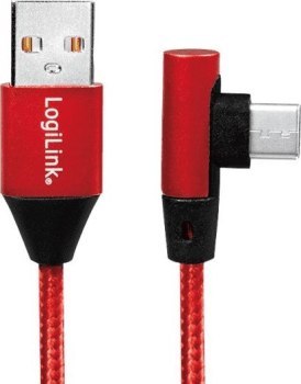 LogiLink USB-C 0.3m kątowy czerwony