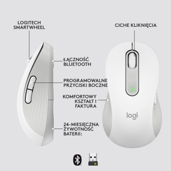 Mysz bezprzewodowa Logitech Signature M650 L dla leworęcznych biała 910-006240