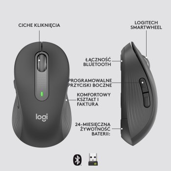 Mysz bezprzewodowa Logitech Signature M650 L grafitowa 910-006236