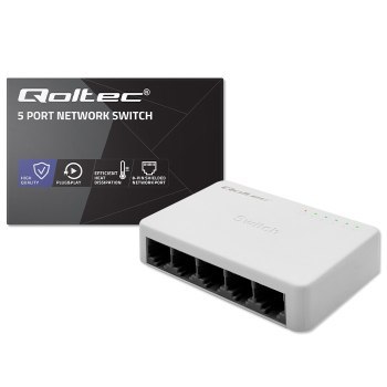 Qoltec 52247 Przełącznik sieciowy 5 x port RJ45 | 1000Mbps | LAN