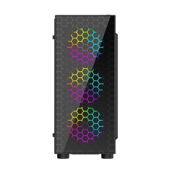 GEMBIRD OBUDOWA FORNAX 500 MIDI-TOWER (2X USB 3.1 1X USB 2.0 HD AUDIO SZKLANY PANEL BOCZNY PODŚWIETLENIE ARGB) CZARNA