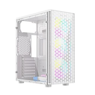 GEMBIRD OBUDOWA FORNAX 500W MIDI-TOWER (2X USB 3.1 1X USB 2.0 HD AUDIO SZKLANY PANEL BOCZNY PODŚWIETLENIE ARGB) BIAŁA