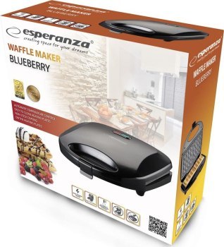 Gofrownica Esperanza BLUEBERRY EKT008 (1000W; kolor czarny)