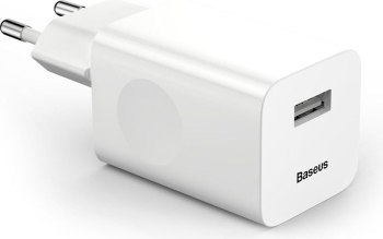 Baseus Charging Quick Charger, USB, QC 3.0, 24W (biała)