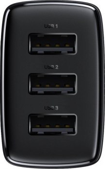 Baseus Compact Quick Charger, 3x USB, 17W (czarna)