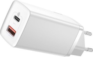 Baseus GaN2 Lite, USB + USB-C, 65W, EU (biała)