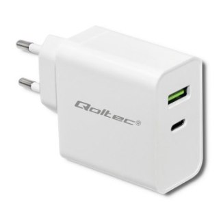 Qoltec 45W | 5-20V | 2.4-3A | USB typ C PD | USB | Biała