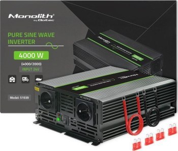 Qoltec Przetwornica napięcia Monolith | 2000W | 4000W | 24V na 230V | Czysty Sinus