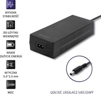 Qoltec Zasilacz desktopowy 72W | 24V | 3A | 5.5*2.5 |+ kabel zasilający