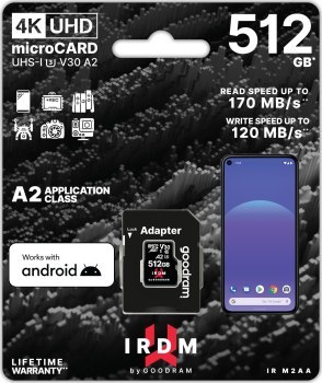 GOODRAM micro SDXC IRDM 512GB V30 A2 (UHS I U3) + adapter