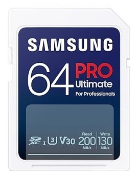 Samsung PRO Ultimate SDXC 64GB UHS-I U3 [Zapis 130MB/s Odczyt 200MB/s] z czytnikiem