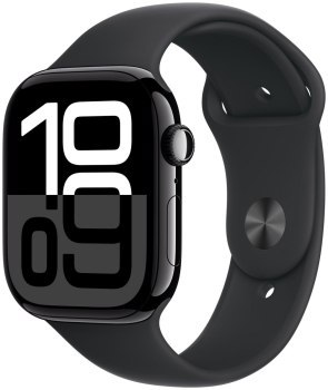 Apple Watch Series 10 GPS 42mm Jet Black Aluminium Case | Black Sport Band - S/M