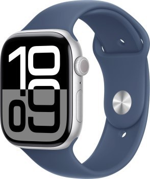 Apple Watch Series 10 GPS 42mm Silver Aluminium Case | Denim Sport Band - M/L