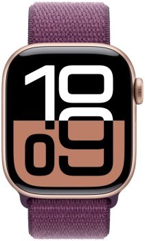 Apple Watch Series 10 GPS 46mm Rose Gold Aluminium Case | Plum Sport Loop