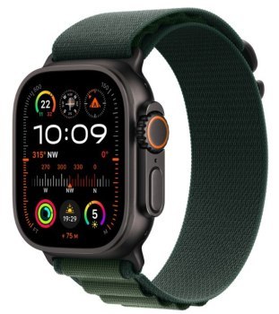 Apple Watch Ultra 2 GPS + Cellular 49mm Black Titanium Case | Dark Green Alpine Loop - Large