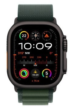 Apple Watch Ultra 2 GPS + Cellular 49mm Black Titanium Case | Dark Green Alpine Loop - Large