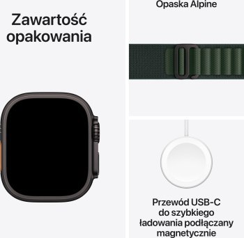 Apple Watch Ultra 2 GPS + Cellular 49mm Black Titanium Case | Dark Green Alpine Loop - Medium