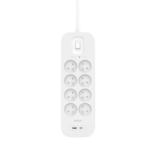 Listwa zasilająca Belkin Power Surge 8-PORTS + 1xUSB-A +1xUSB-C PD 900J White