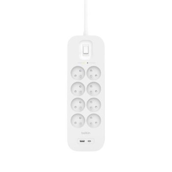 Listwa zasilająca Belkin Power Surge 8-PORTS + 1xUSB-A +1xUSB-C PD 900J White