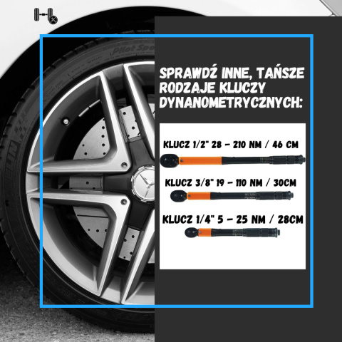 PROFESJONALNY KLUCZ DYNAMOMETRYCZNY 46cm 210 NM + Zestaw Bitów i Kluczy 1/4"