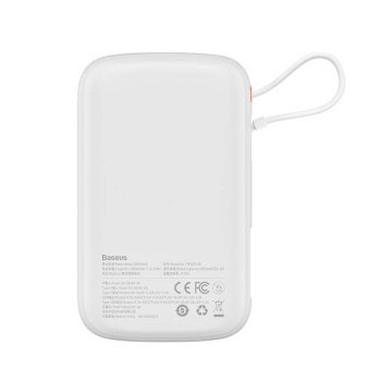 Baseus Qpow Pro z kablem USB-C, USB-C, USB, 10000mAh, 22.5W (biały)