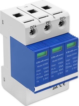 Qoltec Ogranicznik ochronnik przepięć DC| 3P | 1000V | T2 | B+C